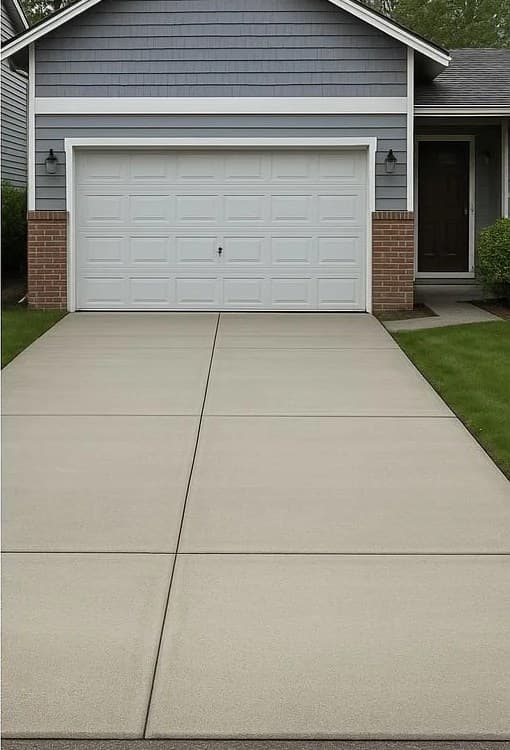 Smooth new concrete driveway surface after replacement