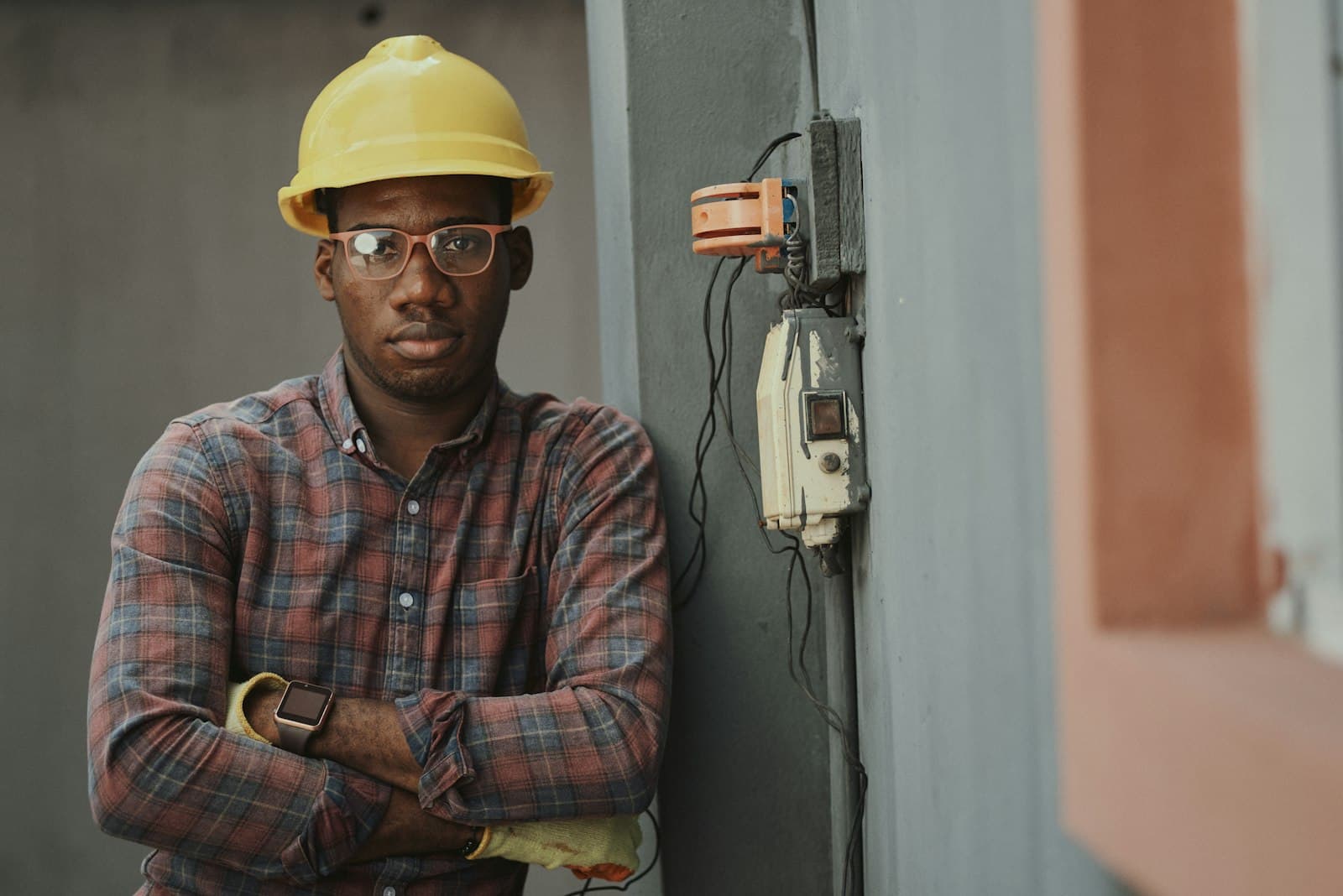 Crew member walking a job site during a renovation