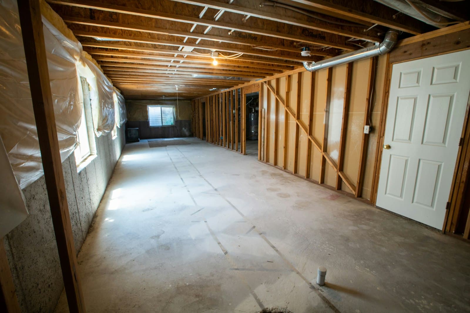 Basement framing in progress before finishing