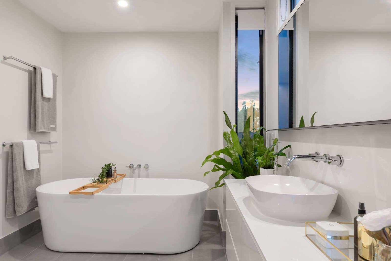 Renovated bathroom with a soaker tub