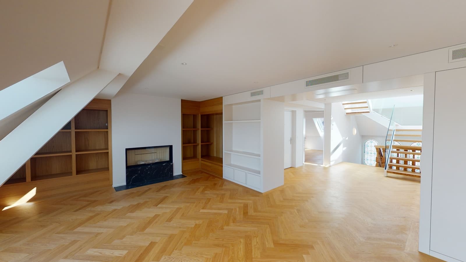 Finished room with new hardwood flooring